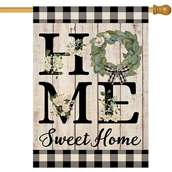Summer House Flag Burlap Double Sided Magnolia Plaid Farmhouse Outdoor Decor