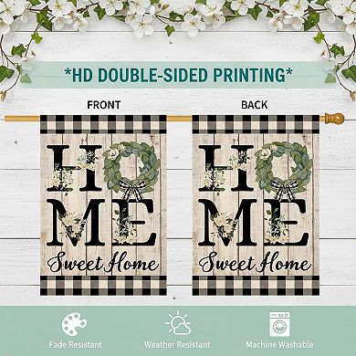 Summer House Flag Burlap Double Sided Magnolia Plaid Farmhouse Outdoor Decor