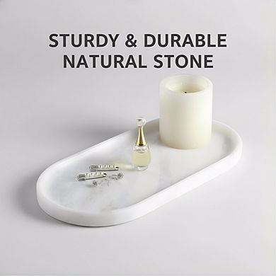 KSIZUIS Natural Marble Tray 12x6" Decorative Catchall Organizer