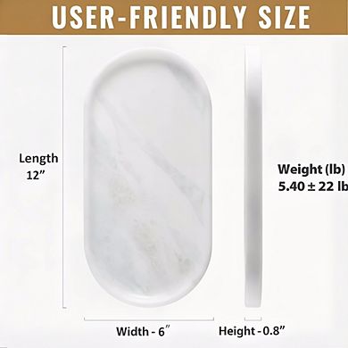 KSIZUIS Natural Marble Tray 12x6" Decorative Catchall Organizer