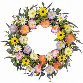 22 Inch Spring Summer Wreath Lavender Eucalyptus 6 Colors Front Door Indoor Outdoor