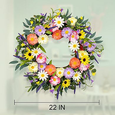 22 Inch Spring Summer Wreath Lavender Eucalyptus 6 Colors Front Door Indoor Outdoor