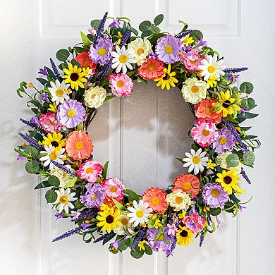 22 Inch Spring Summer Wreath Lavender Eucalyptus 6 Colors Front Door Indoor Outdoor