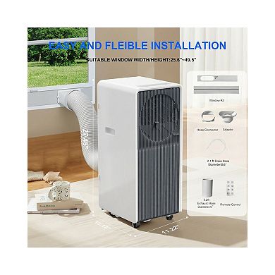 10,000 BTU (DOE) Portable Air Conditioner Cools 450 sq. ft. with Dehumidifier and Remote in White