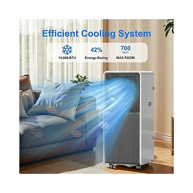 10,000 BTU (DOE) Portable Air Conditioner Cools 450 sq. ft. with Dehumidifier and Remote in White