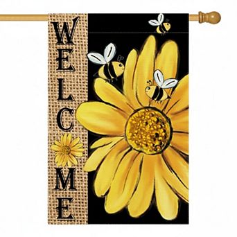 Spring Summer Bee Sunflower House Flag Double Sided Welcome Burlap Yard Outdoor Decoration