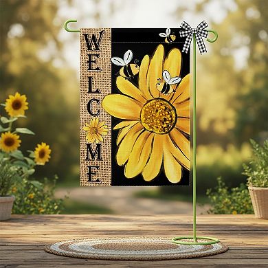 Spring Summer Bee Sunflower House Flag Double Sided Welcome Burlap Yard Outdoor Decoration