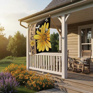 Spring Summer Bee Sunflower House Flag Double Sided Welcome Burlap Yard Outdoor Decoration