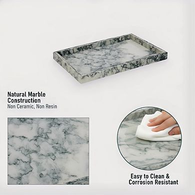 KSIZUIS Natural Marble Tray 12x8" Cyan Green Stone Organizer for Bathroom Kitchen