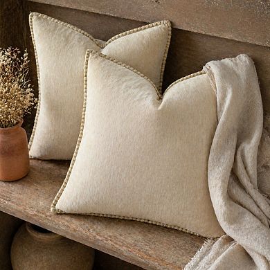 Summer Chenille Throw Pillow Covers 18x18 Set of 2 Modern Farmhouse Boho Decorative Cases Stitched