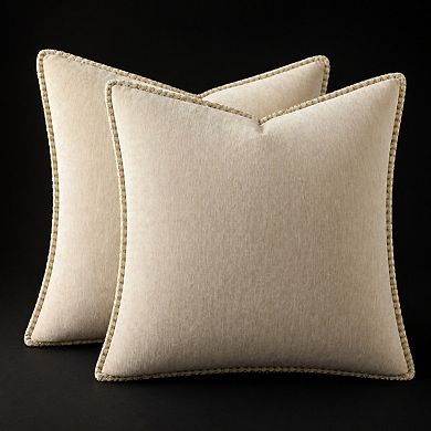Summer Chenille Throw Pillow Covers 18x18 Set of 2 Modern Farmhouse Boho Decorative Cases Stitched