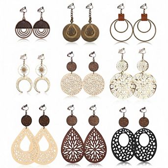 KSIZUIS Bohemian Clip On Dangle Earrings for Women Non-Pierced Lightweight Vintage Boho Set