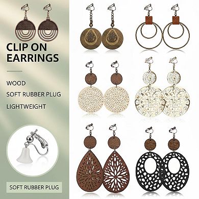 KSIZUIS Bohemian Clip On Dangle Earrings for Women Non-Pierced Lightweight Vintage Boho Set
