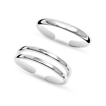 Sterling Silver Adjustable Toe Rings Set