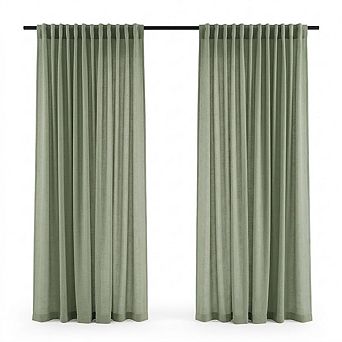 Linen Light Filtering Curtains, Rod Pocket Back Tab Drapes
