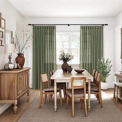 Linen Light Filtering Curtains, Rod Pocket Back Tab Drapes