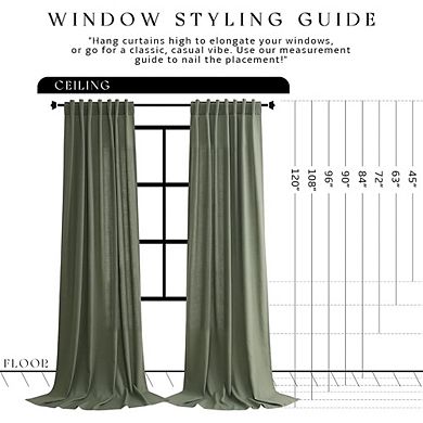 Linen Light Filtering Curtains, Rod Pocket Back Tab Drapes