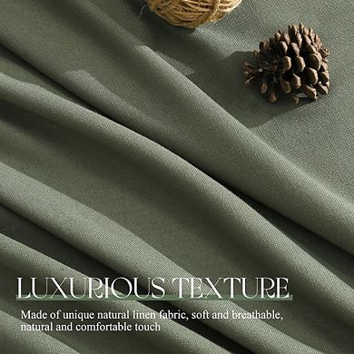 Linen Light Filtering Curtains, Rod Pocket Back Tab Drapes