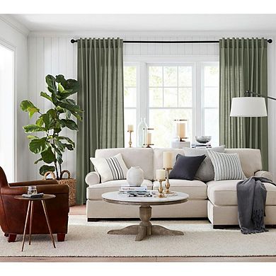 Linen Light Filtering Curtains, Rod Pocket Back Tab Drapes