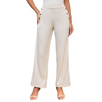 Women Casual Wide Straight Leg Trousers Business Dress Pants