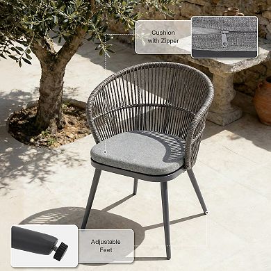 SUNSITT 7 Piece Outdoor Dining Set w/ 76” Dining Table w/ Umbrella Hole, 6 Patio Chairs