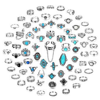75 pc Vintage Turquoise Rings for Women
