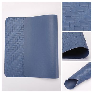 Rectangle Placemats Set of 6 Faux Leather Mats for Kitchen Dining Heat Resistant Table 17.7x11.8Inch