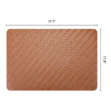 Rectangle Placemats Set of 6 Faux Leather Mats for Kitchen Dining Heat Resistant Table 17.7x11.8Inch