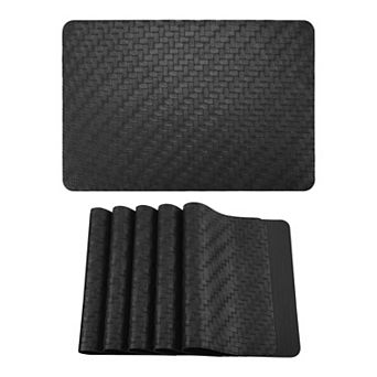 Rectangle Placemats Set of 6 Faux Leather Mats for Kitchen Dining Heat Resistant Table 17.7x11.8Inch
