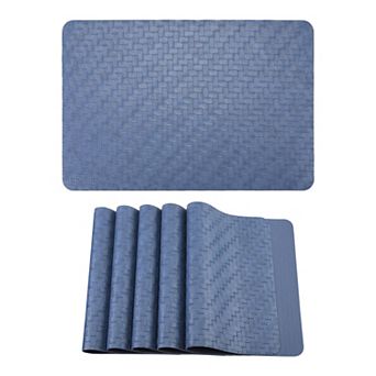 Rectangle Placemats Set of 6 Faux Leather Mats for Kitchen Dining Heat Resistant Table 17.7x11.8Inch