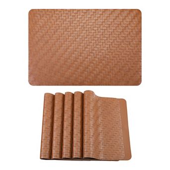 Rectangle Placemats Set of 6 Faux Leather Mats for Kitchen Dining Heat Resistant Table 17.7x11.8Inch