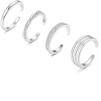 Sterling Silver Adjustable Toe Rings Set