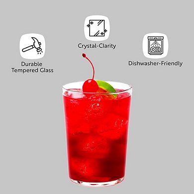 Fine-Blown Tom Collins Glass Set, Tempered Tumblers for Cocktails & Drinks