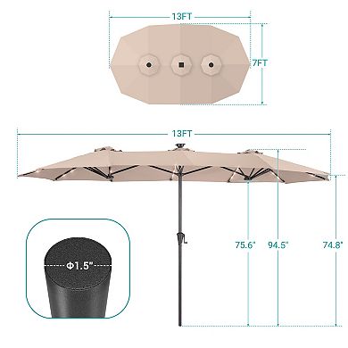 Sonkuki 13×7.2FT LED Double-Sided Patio Umbrella with Large Canopy Outdoor Table Umbrella