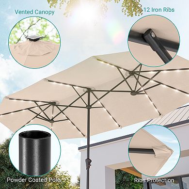 Sonkuki 13×7.2FT LED Double-Sided Patio Umbrella with Large Canopy Outdoor Table Umbrella