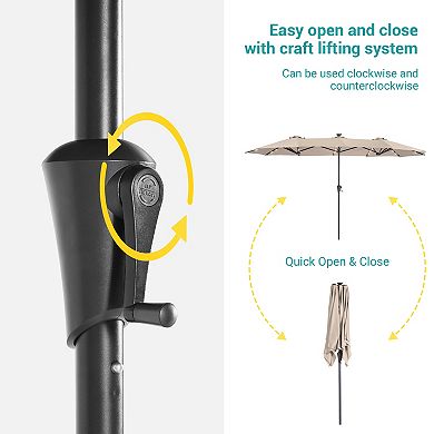 Sonkuki 13×7.2FT LED Double-Sided Patio Umbrella with Large Canopy Outdoor Table Umbrella