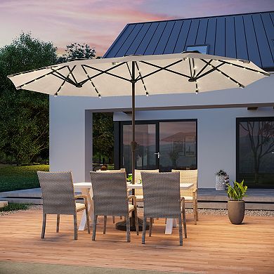 Sonkuki 13×7.2FT LED Double-Sided Patio Umbrella with Large Canopy Outdoor Table Umbrella