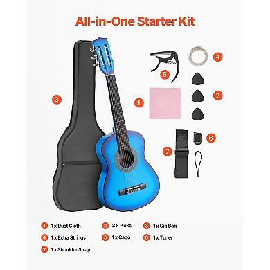 Classical Guitar Starter Kit for Kids and Beginners with Nylon Strings and Gig Bag