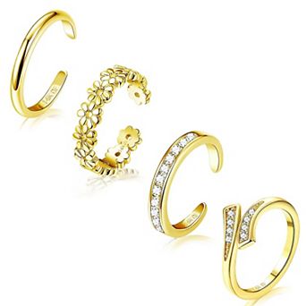 4 pc Gold Filled Adjustable Toe Rings