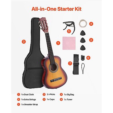 Classical Guitar Starter Kit for Kids and Beginners with Nylon Strings and Gig Bag
