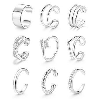 9 pc Adjustable Open Cuff Toe Rings
