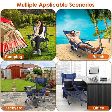 Foldable Camping Chair with Mesh Back Cup Holder Carry Bag Outdoor Chair