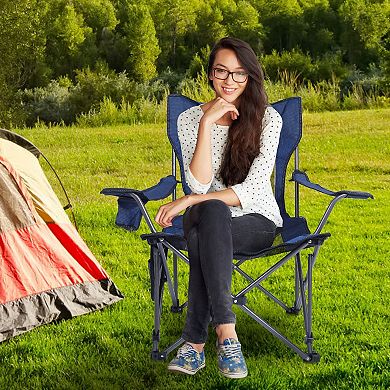 Foldable Camping Chair with Mesh Back Cup Holder Carry Bag Outdoor Chair
