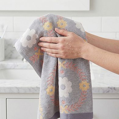 29 x 13 Inch Cotton Floral Jacquard Hand Towel, Soft Absorbent Decorative Towel for Home 1 PC