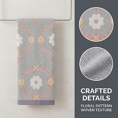 29 x 13 Inch Cotton Floral Jacquard Hand Towel, Soft Absorbent Decorative Towel for Home 1 PC