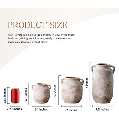 Large Ceramic Flower Vase, Rustic Farmhouse Decorative Table Vase