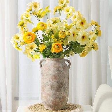 Large Ceramic Flower Vase, Rustic Farmhouse Decorative Table Vase