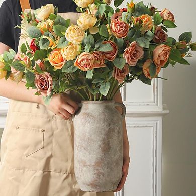 Large Ceramic Flower Vase, Rustic Farmhouse Decorative Table Vase