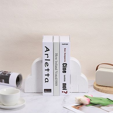 Art Ceramic Statues, Book Stopper Modern Romantic Centerpiece Ornament with Decoration Books, White