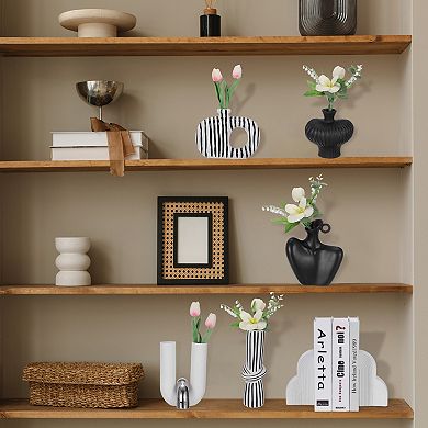 Art Ceramic Statues, Book Stopper Modern Romantic Centerpiece Ornament with Decoration Books, White